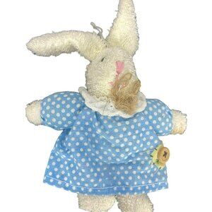 VTG Well Made‎ Toy Bunny Rabbit Plush Floral Dotted Button Dress 5"